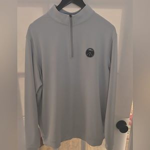 PETER MILLAR lite grey pullover jacket with chest zipper. large, could be unisex